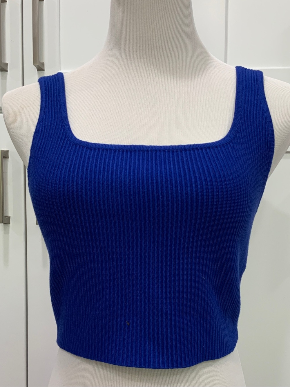 House of Harlow 1960 Cobalt Blue Ribbed Square-Neck Tank